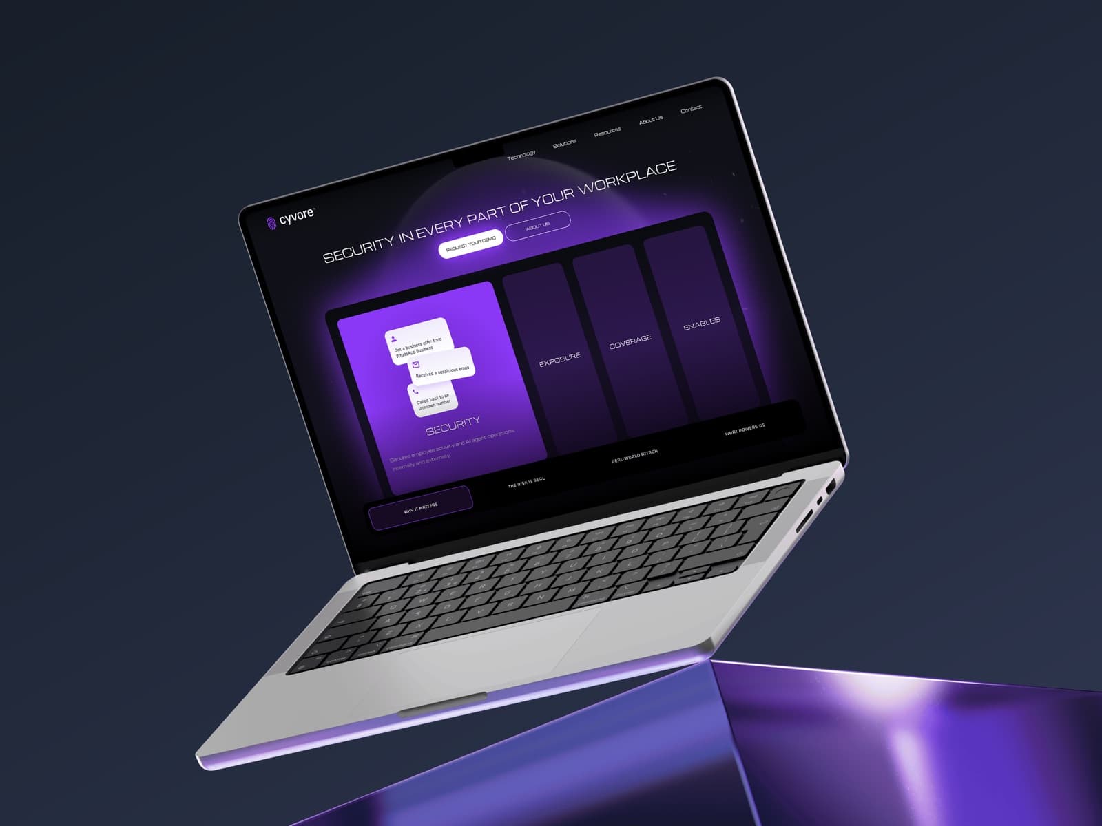 Cyvore website hero on a laptop
