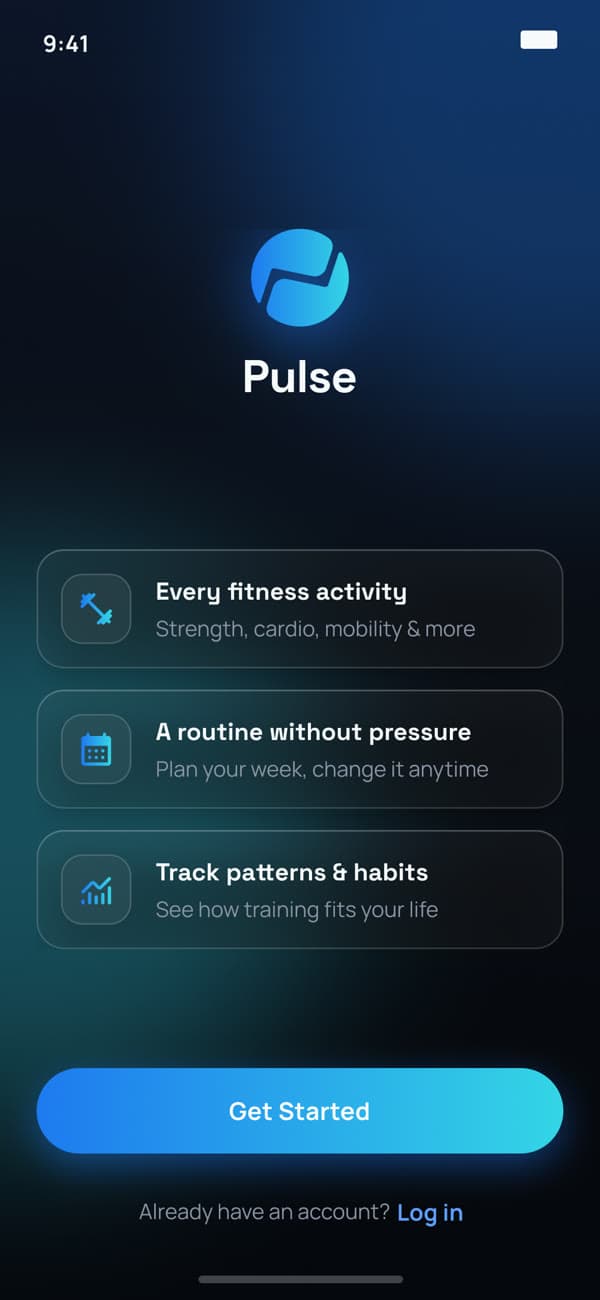 Pulse's first onboarding screen